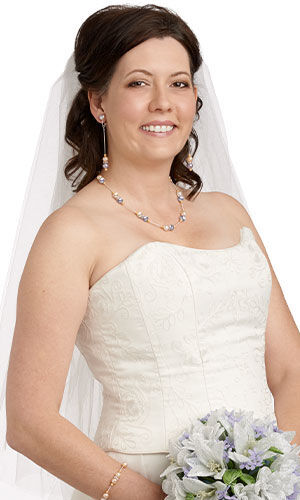 Female model showing off wedding attire